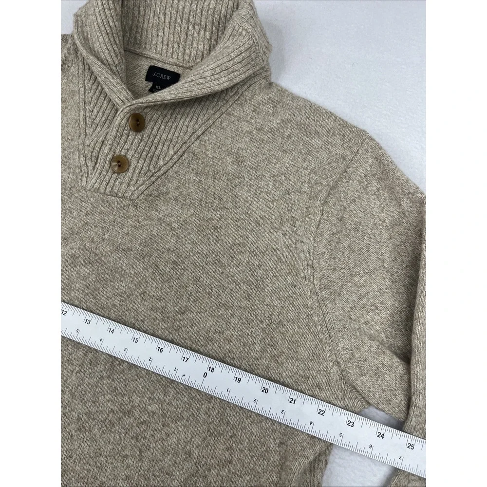 J. Crew Mens XL Brown Shawl Collar Merino Wool Pullover Sweater J7736